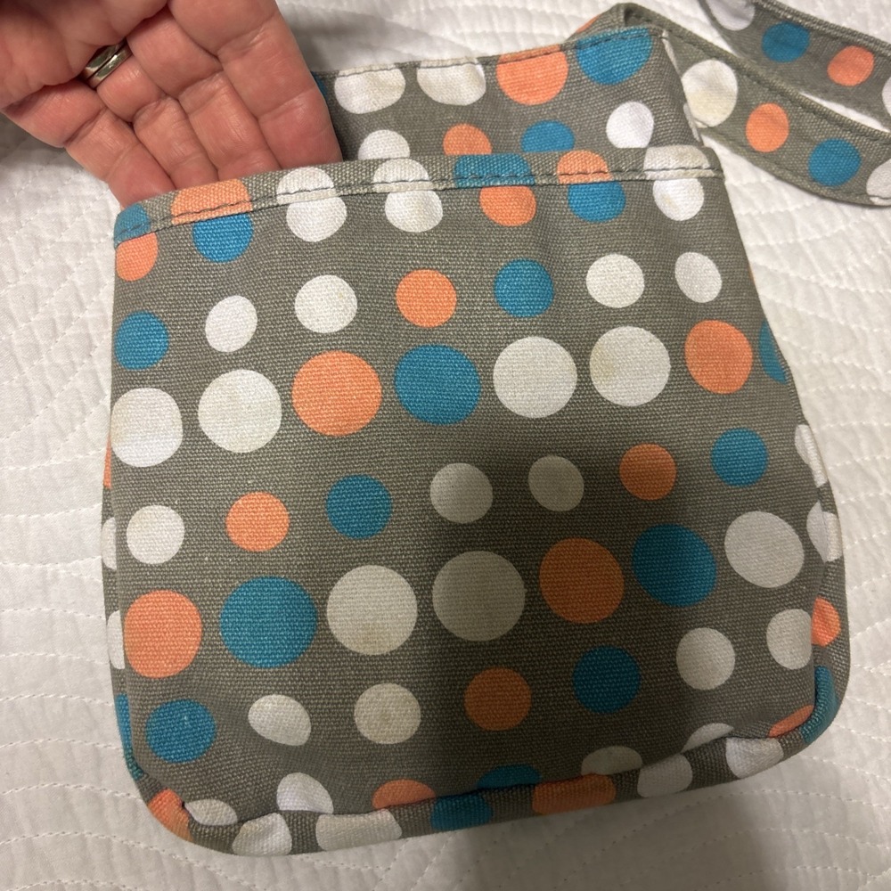 Kavu Keeper Polka Dot Messenger Crossbody Bag, Gray Multicolor - Picture 7 of 11